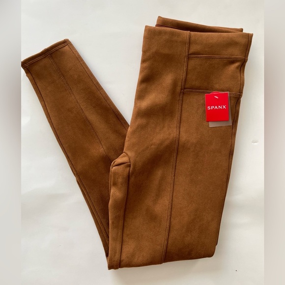 NEW Spanx faux suede leggings rich caramel medium - Picture 5 of 10